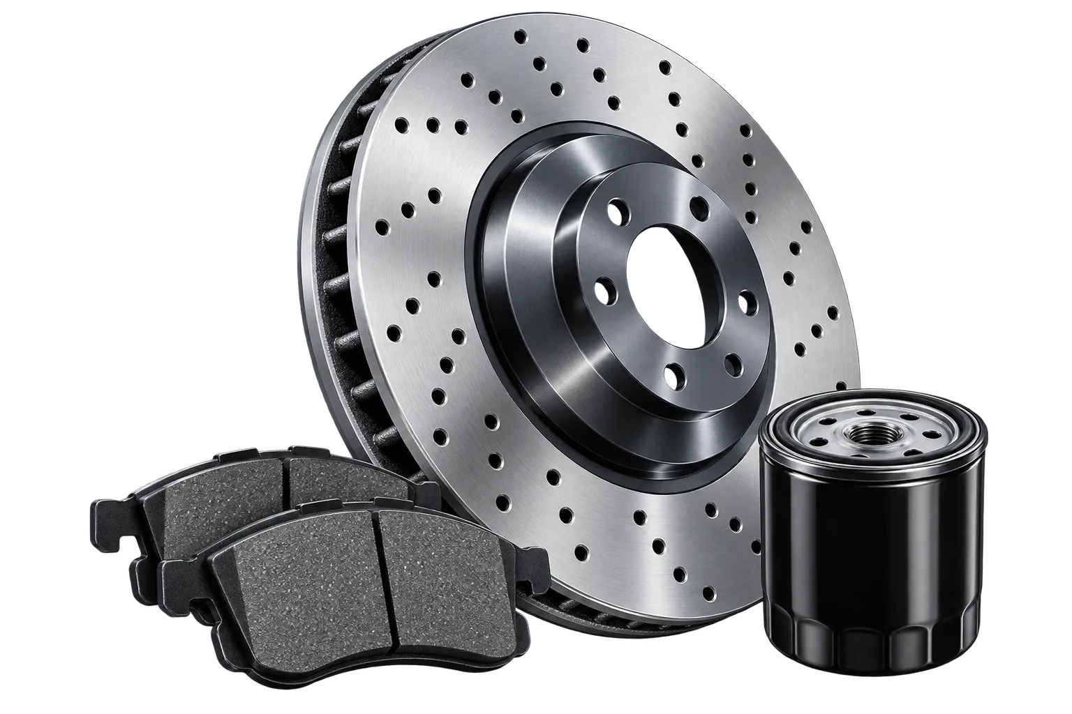 Brake disc, brake pads and automotive filter